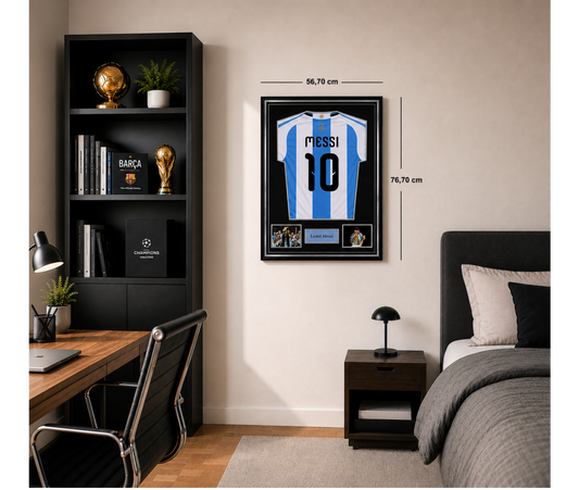 Marco Expositor Premium Plateado para Camisetas de Fútbol | 76,70 cm x 56,70 cm