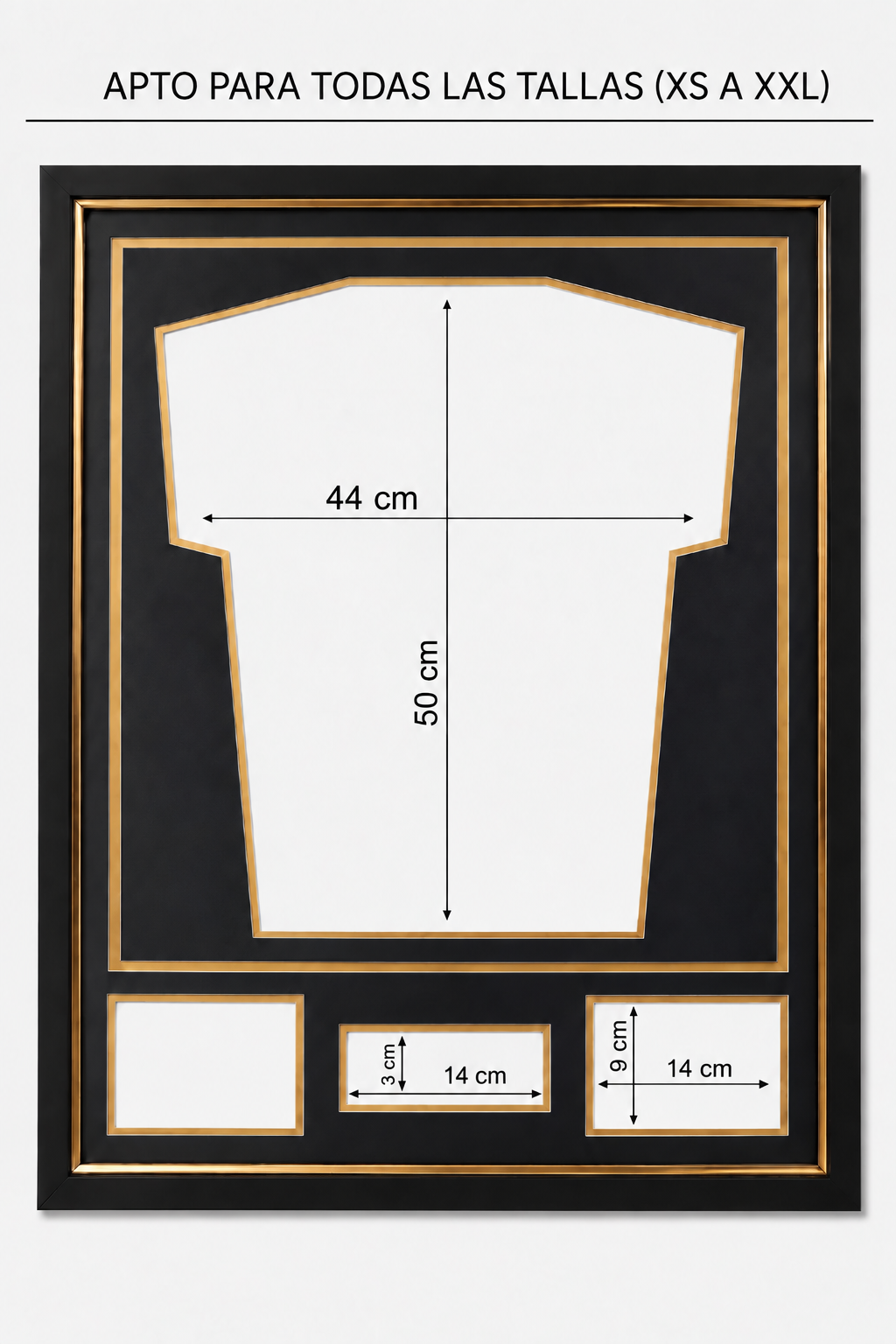 Marco Expositor Premium Dorado para Camisetas de Fútbol | 80 cm × 60 cm