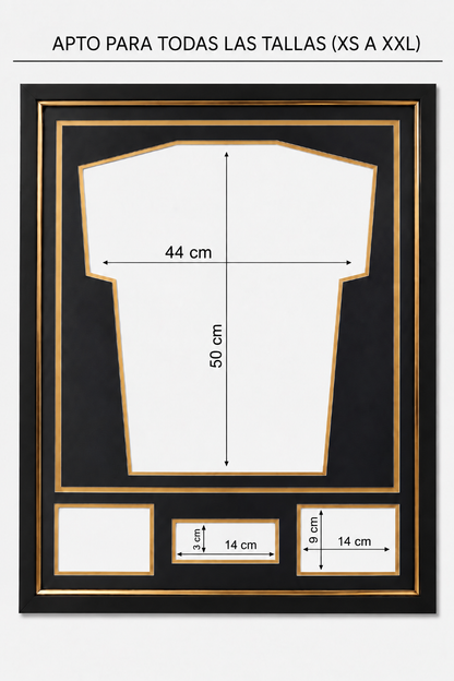 Marco Expositor Premium Dorado para Camisetas de Fútbol | 80 cm × 60 cm