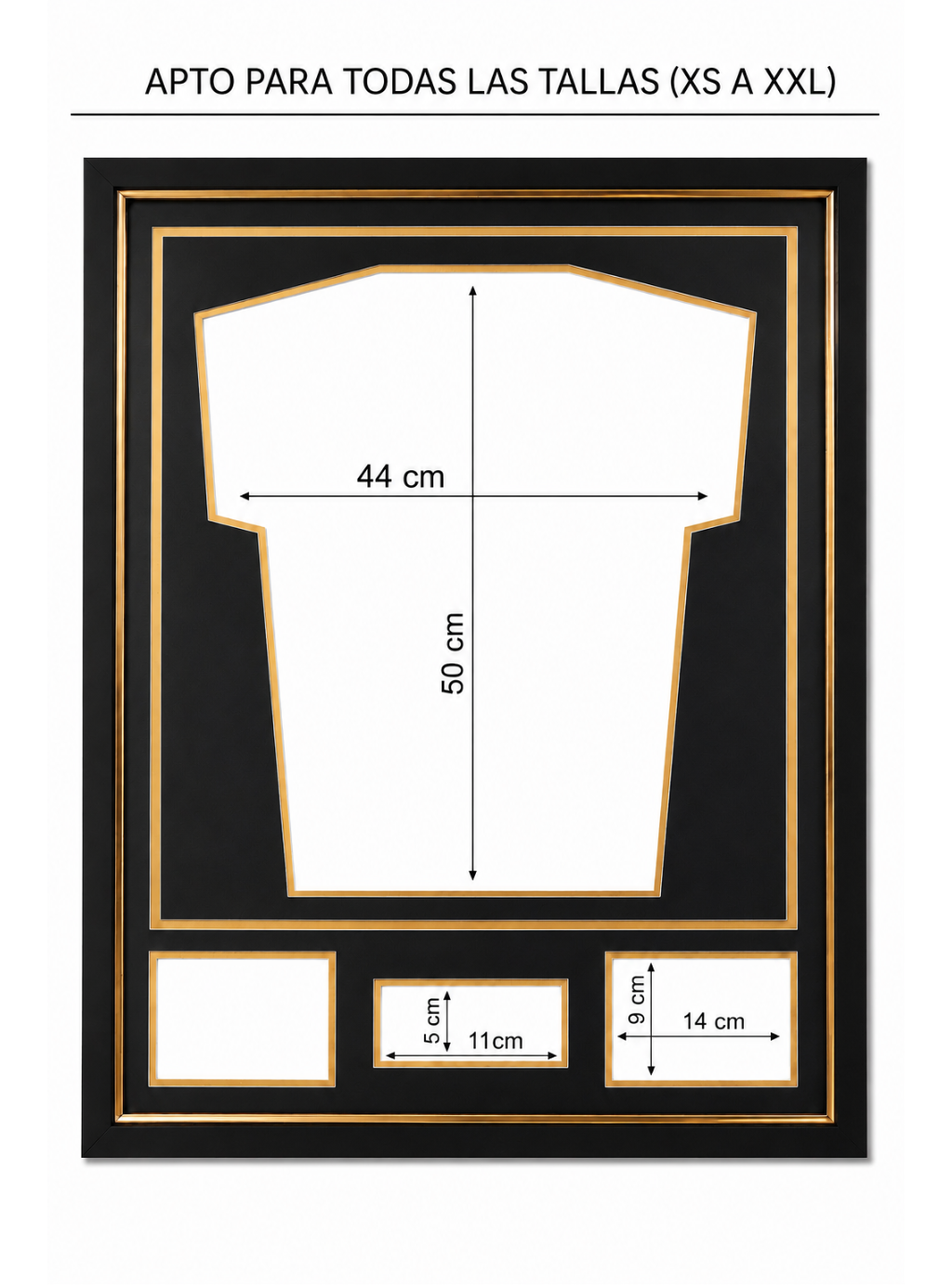 Marco Expositor Premium Dorado para Camisetas de Fútbol | 76,70 cm × 56,70 cm