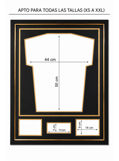Marco Expositor Premium Dorado para Camisetas de Fútbol | 76,70 cm × 56,70 cm