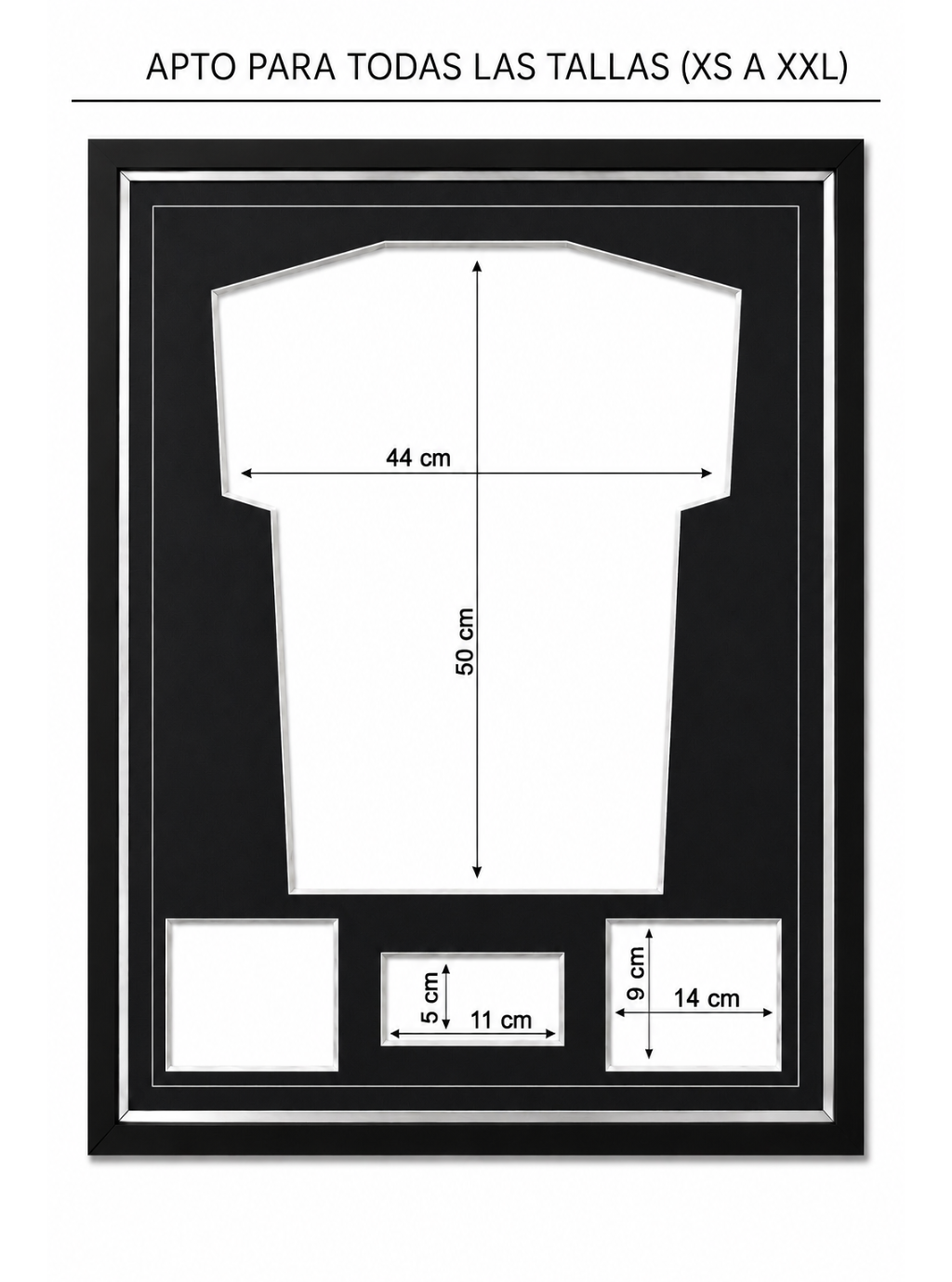 Marco Expositor Premium Plateado para Camisetas de Fútbol | 76,70 cm x 56,70 cm