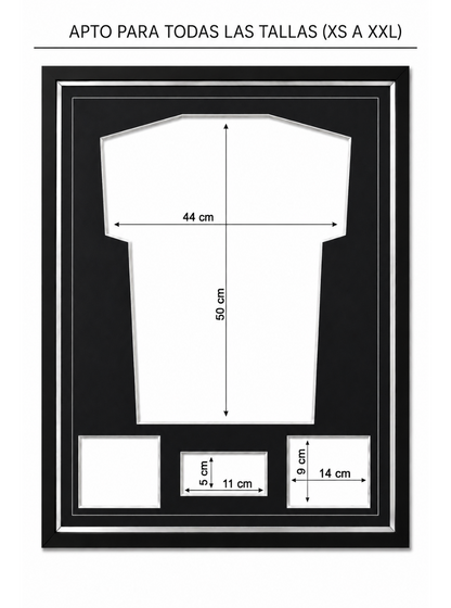 Marco Expositor Premium Plateado para Camisetas de Fútbol | 76,70 cm x 56,70 cm