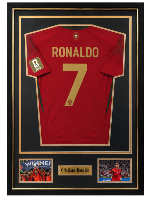 Marco Expositor Premium Dorado para Camisetas de Fútbol | 76,70 cm × 56,70 cm