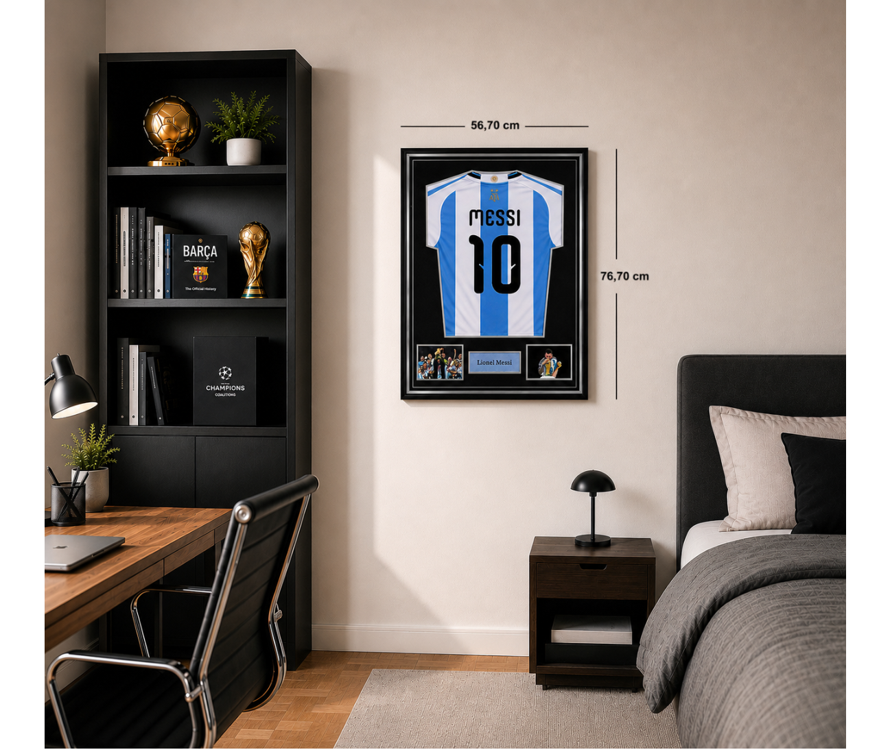Marco Expositor Premium Plateado para Camisetas de Fútbol | 76,70 cm x 56,70 cm