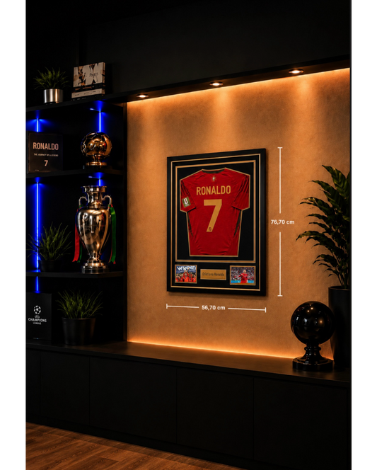 Marco Expositor Premium Dorado para Camisetas de Fútbol | 76,70 cm × 56,70 cm