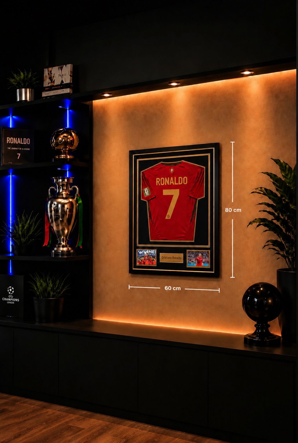 Marco Expositor Premium Dorado para Camisetas de Fútbol | 80 cm × 60 cm