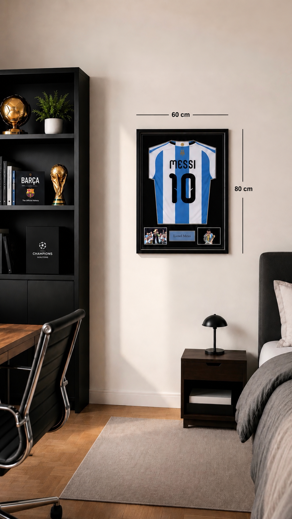 Marco Expositor Premium Plateado para Camisetas de Fútbol | 80 cm x 60 cm
